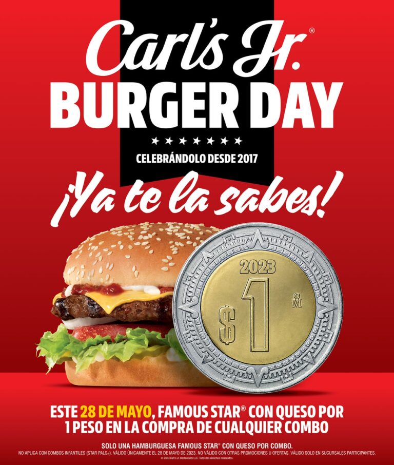 ¡Hamburguesas a un peso! Así celebrará Carl´s Jr. el Día de la Hamburguesa