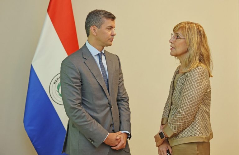 Núria Vilanova, presidenta de CEAPI, junto a inversores iberoamericanos son recibidos por Santiago Peña