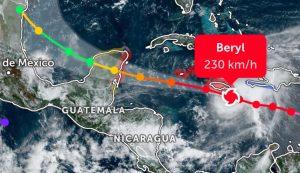 ‘Beryl’ se dirige a la Península de Yucatán como huracán categoría 3