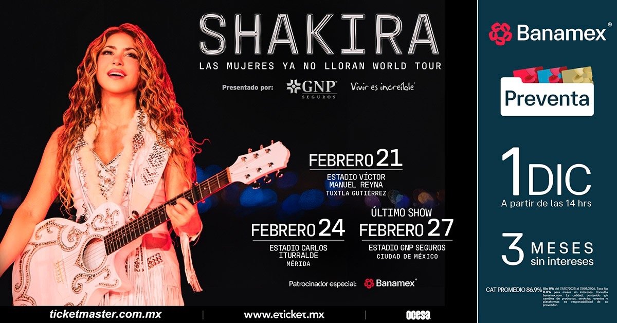 Shakira dará conciertos en México en 2026: fechas, lugares y cuándo comprar boletos